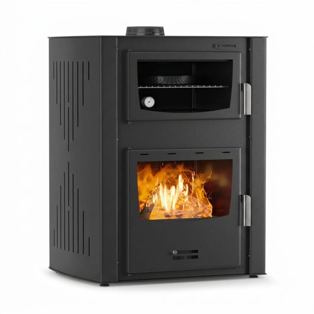 Termostufa a Legna con Forno Velmora Fire ATS HYDRO ΜΑSΙΝΑ 90-30 nera, 35kW | Stufe a Legna con Forno | Stufe A Legna |