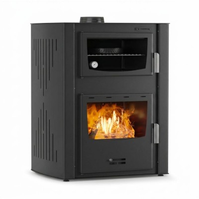 Termostufa a Legna con Forno Velmora Fire ATS HYDRO ΜΑSΙΝΑ 90-30 nera, 35kW - Termostufe a Legna per Termosifoni