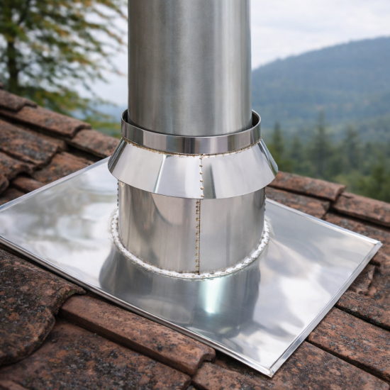 Faldale inclinato in acciaio inox 6 decimi aisi 304 per tubo da 180mm Faldale inclinato in acciaio inox 6 decimi aisi 304 per tubo da 180mm