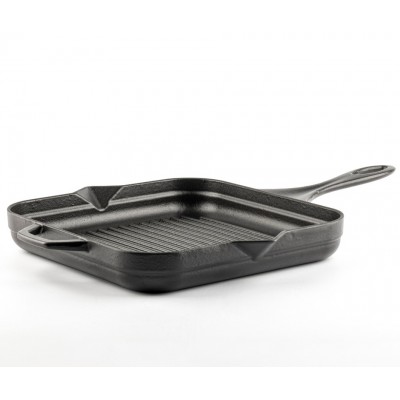 Padella grill in ghisa smaltata Hosse, Black Onyx, 28x28cm - Padella in ghisa