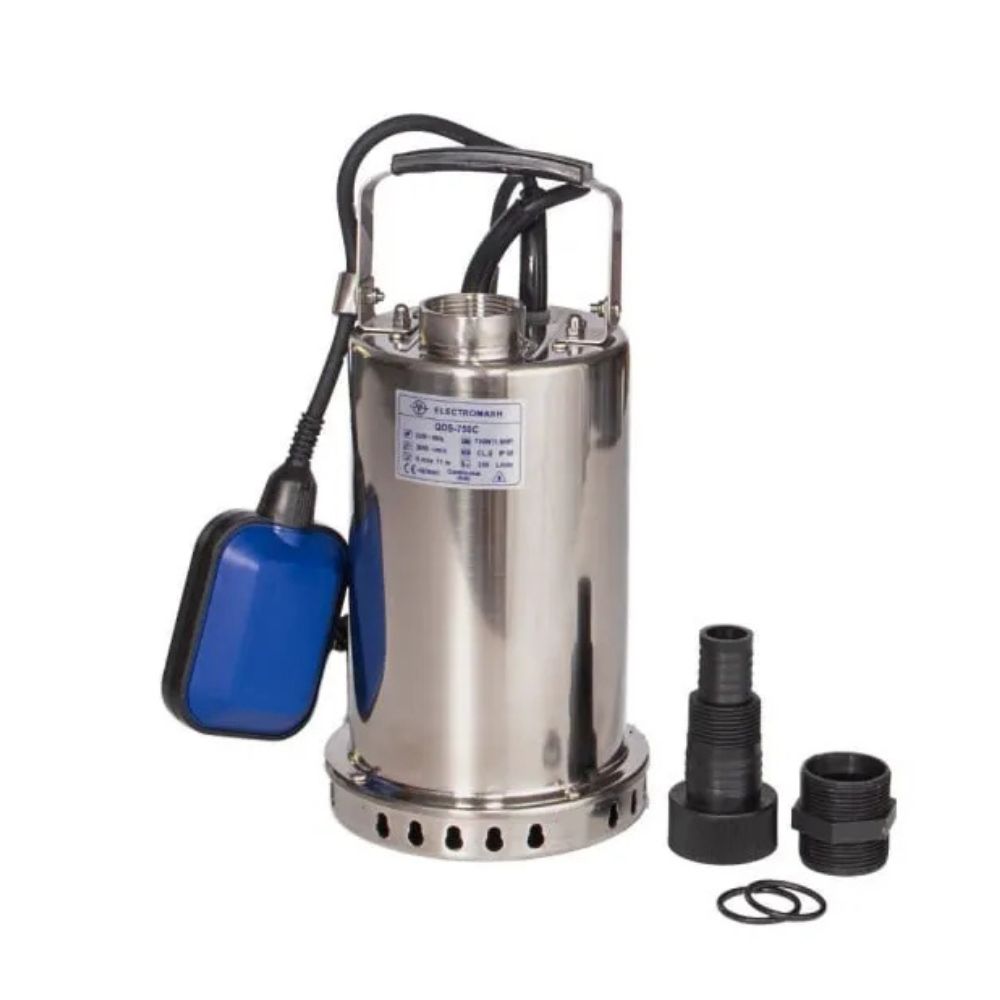 Pompa di drenaggio con galleggiante esterno e corpo in acciaio inox Electromash QDS-750C – potenza 750 W, portata 200 l/min, prevalenza 11 m, uscita 1″ | Pompe per acqua elettriche | Pompe dell acqua |