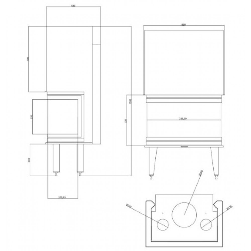 Inserto camino a legna Balkan Energy ATS AIR PANORAMA 800, 16.04kW | Inserti Camini a Legna Ventilato | Camini a legna |