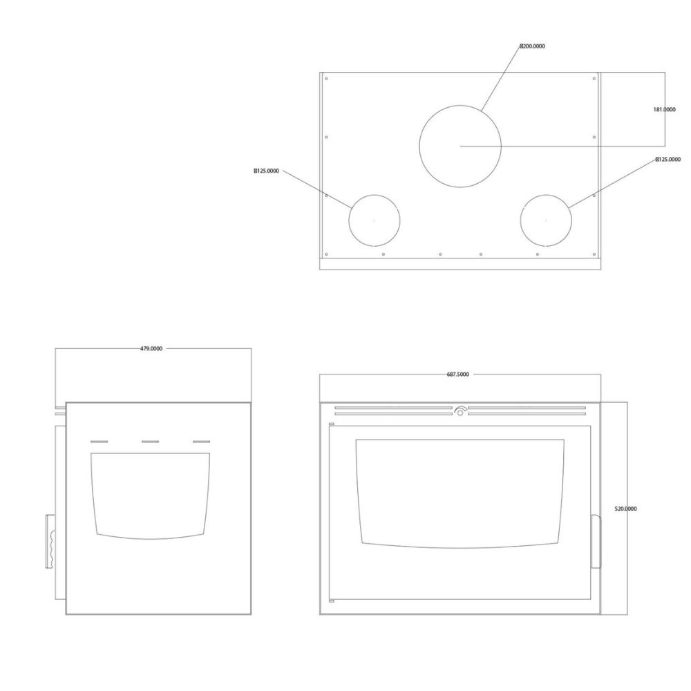 Inserto camino a legna Balkan Energy ATS INSERT CORNER AIR 700, con ventilatore e condotti d'aria, sinistra, 11.84kW | Inserti Camini a Legna Ventilato | Camini a legna |