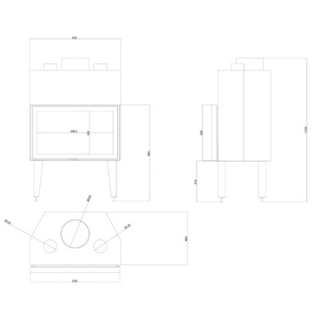 Inserto camino a legna Balkan Energy ATS STABLE AIR 800, con condotti d'aria, 15.95kW | Inserti Camini a Legna Ventilato | Camini a legna |