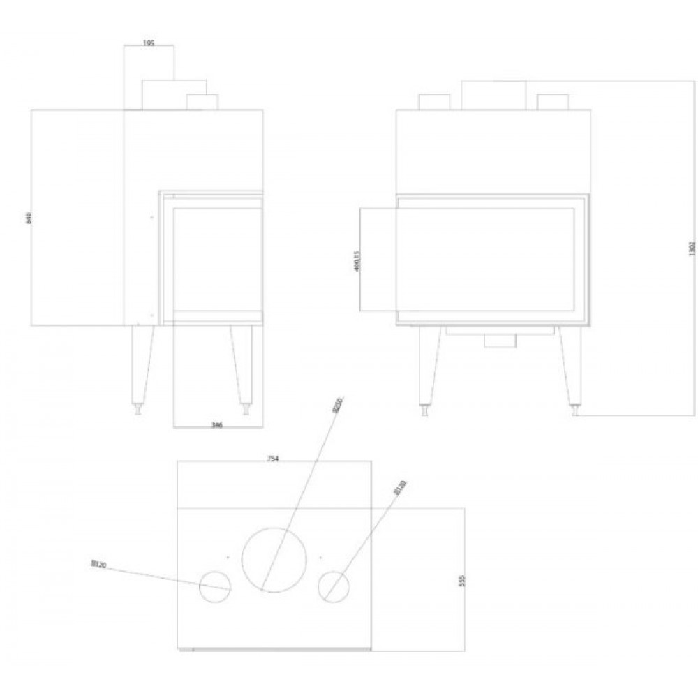 Inserto camino a legna Balkan Energy ATS STABLE AIR CORNER 700, con condotti d'aria, destra, 14.01kW | Inserti Camini a Legna Ventilato | Camini a legna |