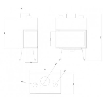 Inserto camino a legna Balkan Energy ATS STABLE AIR CORNER 800, con condotti d'aria, sinistra, 15.15kW - Balkan Energy