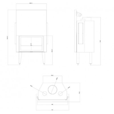Inserto camino a legna Balkan Energy ATS STRAIGHT AIR 800, con condotti d'aria, 15.95kW - Balkan Energy