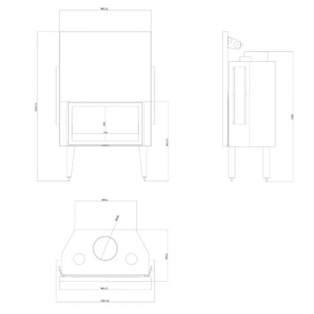 Inserto camino a legna Balkan Energy ATS STRAIGHT AIR 900, con condotti d'aria, 19.95kW | Inserti Camini a Legna Ventilato | Camini a legna |