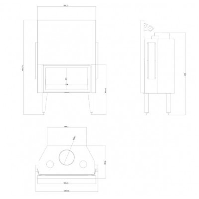 Inserto camino a legna Balkan Energy ATS STRAIGHT AIR 900, con condotti d'aria, 19.95kW - Balkan Energy