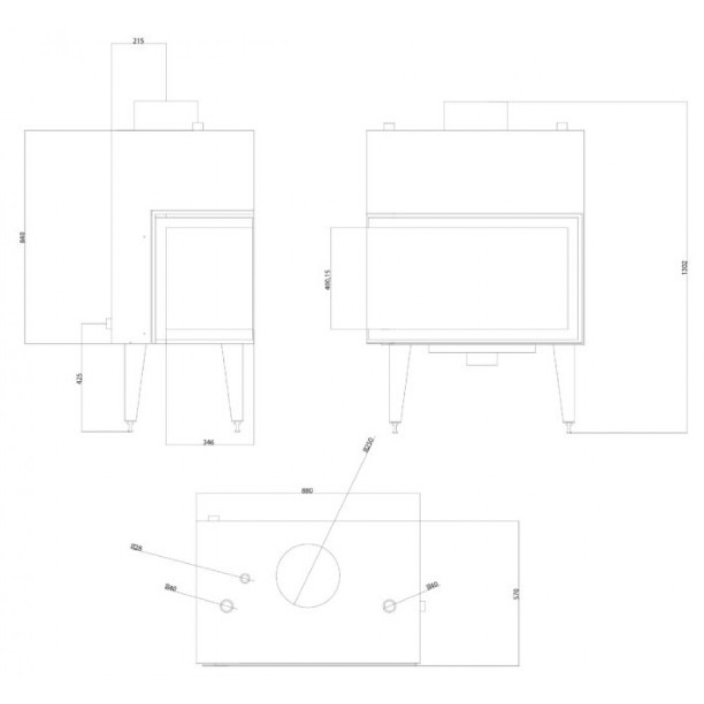 Termocamino  a Legna Balkan Energy ATS STABLE HYDRO CORNER 800, sinistra, 24.58kW | Termocamini a Legna | Camini a legna |