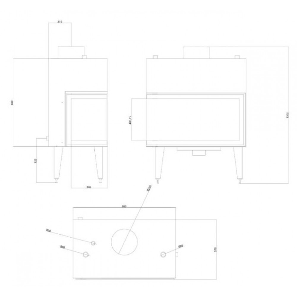 Termocamino a Legna Balkan Energy ATS STABLE HYDRO CORNER 900, sinistra, 27.23kW | Termocamini a Legna | Camini a legna |