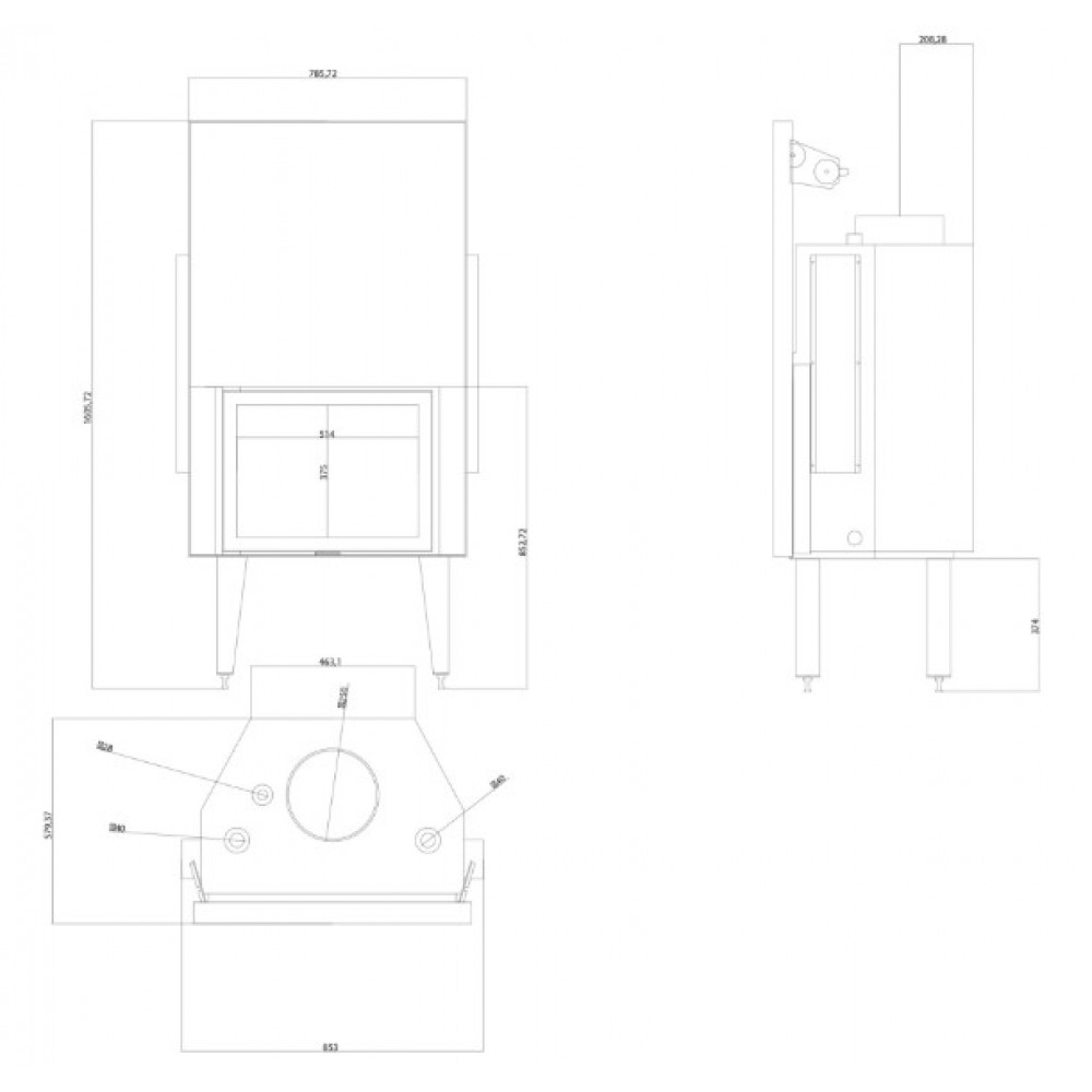 Termocamino a Legna Balkan Energy ATS STRAIGHT HYDRO 700, 24.56kW | Termocamini a Legna | Camini a legna |