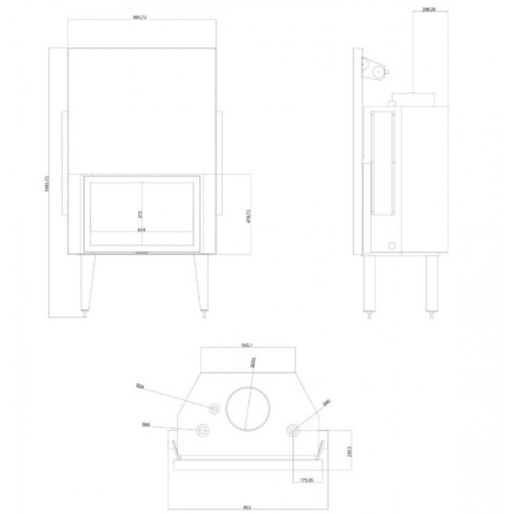 Termocamino a Legna Energy ATS STRAIGHT HYDRO 800, 29.58kW | Termocamini a Legna | Camini a legna |