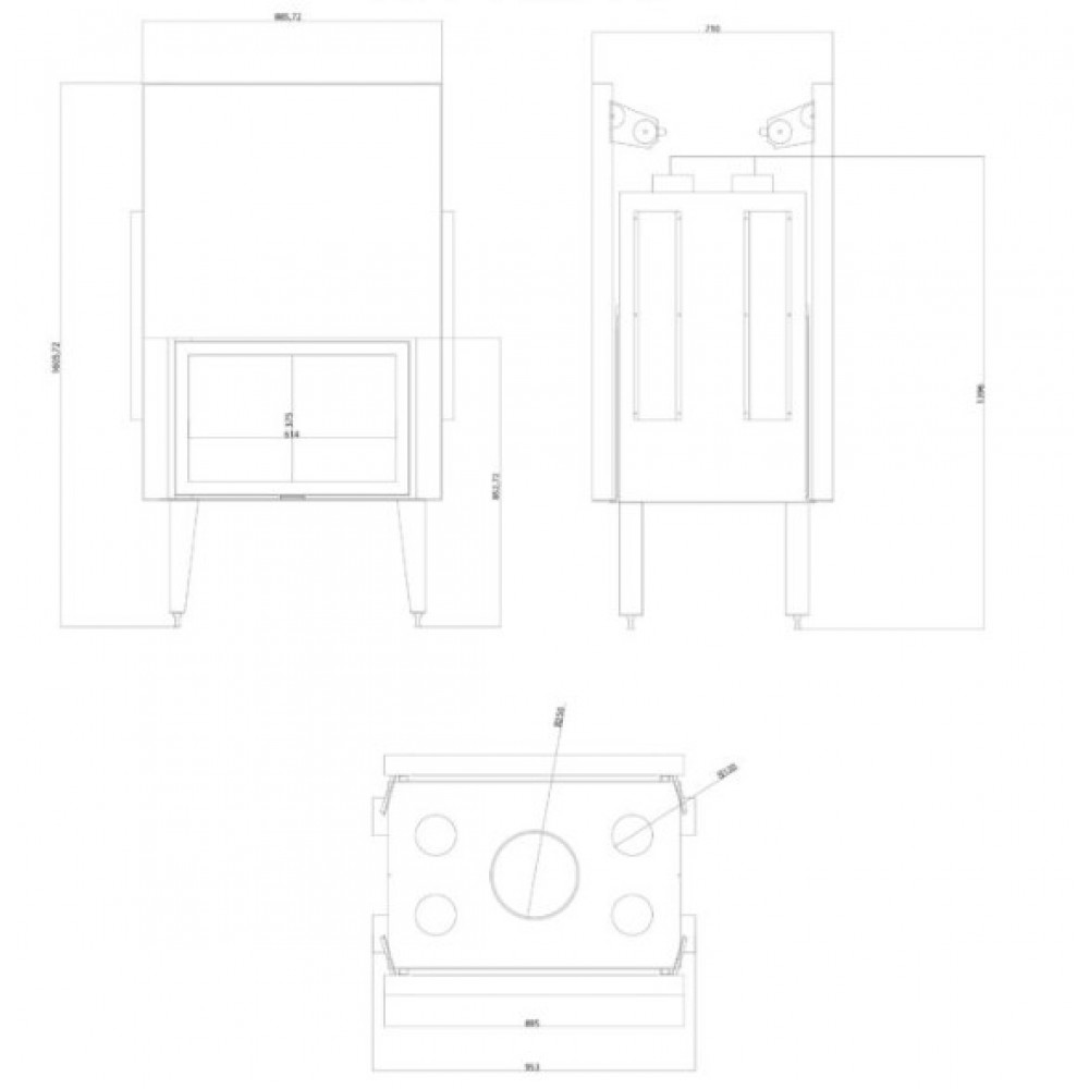 Inserto camino a legna Balkan Energy ATS TUNNEL AIR 800, con condotti d'aria, 16.1kW | Inserti Camini a Legna Ventilato | Camini a legna |