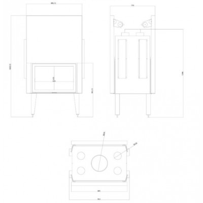 Inserto camino a legna Balkan Energy ATS TUNNEL AIR 800, con condotti d'aria, 16.1kW - Balkan Energy