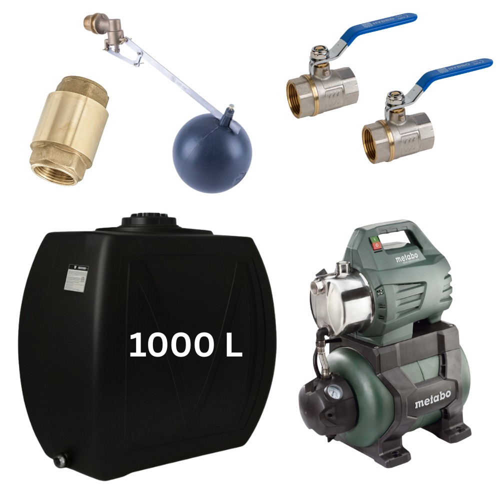 Kit „Acqua potabile 1000L“ con serbatoio Narrow Mavil (nero) e pompa autoadescante Metabo | Serbatoi per acqua potabile |  |