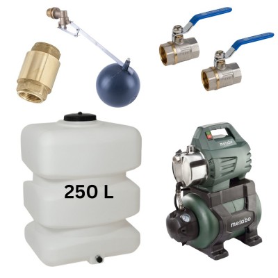 Kit „Acqua potabile 250L“ con serbatoio Mavil (bianco, rettangolare) e pompa autoadescante Metabo - Serbatoi per acqua potabile