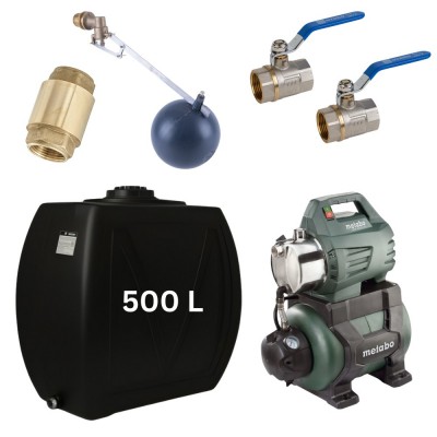 Kit „Acqua potabile 500L“ con serbatoio Narrow Mavil (nero) e pompa autoadescante Metabo - Serbatoi per acqua potabile