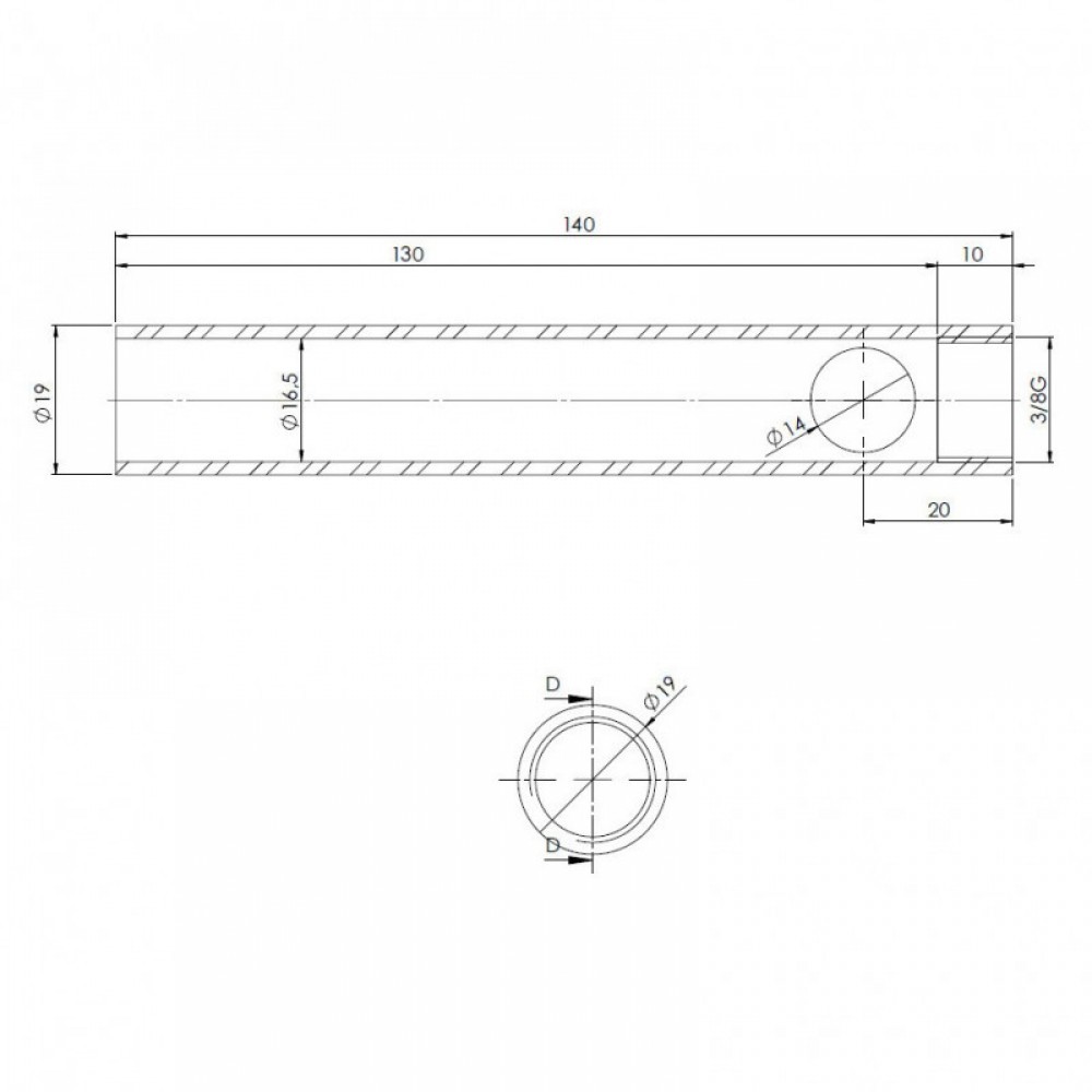 Tubo per candeletta accensione stufa a pellet, Diametro 19mm, Lunghezza 140mm, Filetto 3/8" | Candeletta per Stufe a Pellet | Pezzi di Ricambio per Stufe a Pellet |