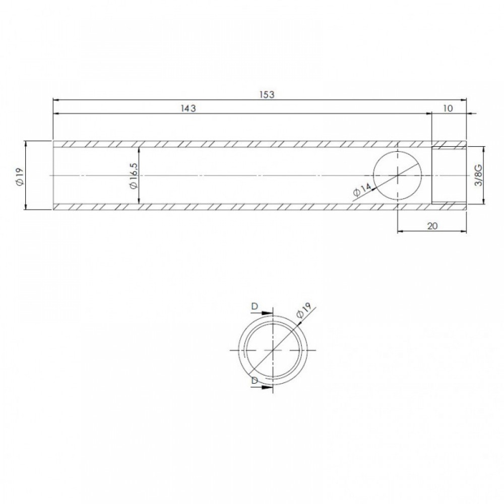 Tubo per candeletta accensione stufa a pellet, Diametro 19mm, Lunghezza 153mm, Filetto 3/8" | Candeletta per Stufe a Pellet | Pezzi di Ricambio per Stufe a Pellet |