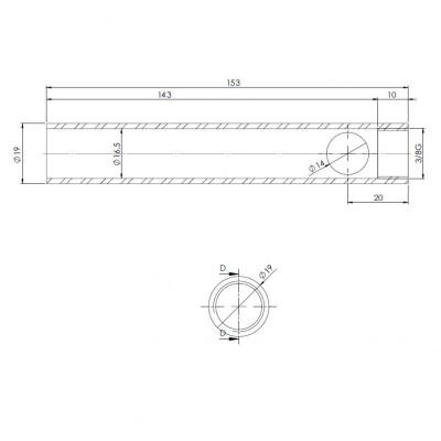Tubo per candeletta accensione stufa a pellet, Diametro 19mm, Lunghezza 153mm, Filetto 3/8" - Ricambi per Stufa a Pellet