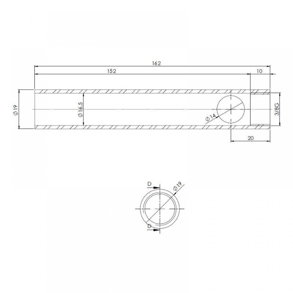 Tubo per candeletta accensione stufa a pellet, Diametro 19mm, Lunghezza 162mm, Filetto 3/8" | Candeletta per Stufe a Pellet | Pezzi di Ricambio per Stufe a Pellet |