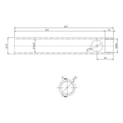 Tubo per candeletta accensione stufa a pellet, Diametro 19mm, Lunghezza 162mm, Filetto 3/8" - Ricambi per Stufa a Pellet