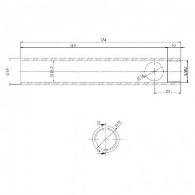 Tubo per candeletta accensione stufa a pellet, Diametro 19mm, Lunghezza 174mm, Filetto 3/8" - Ricambi per Stufa a Pellet