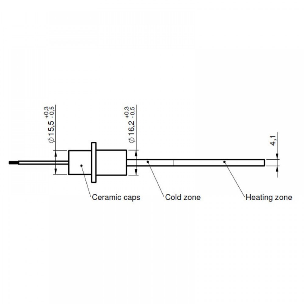 Candeletta accensione con cristallo di quarzo nero per stufa a pellet Ravelli, Anselmo Cola, Moretti Design, Operа, Karmek One e altre, lunghezza totale 125mm, 330W | Candeletta per Stufe a Pellet | Pezzi di Ricambio per Stufe a Pellet |