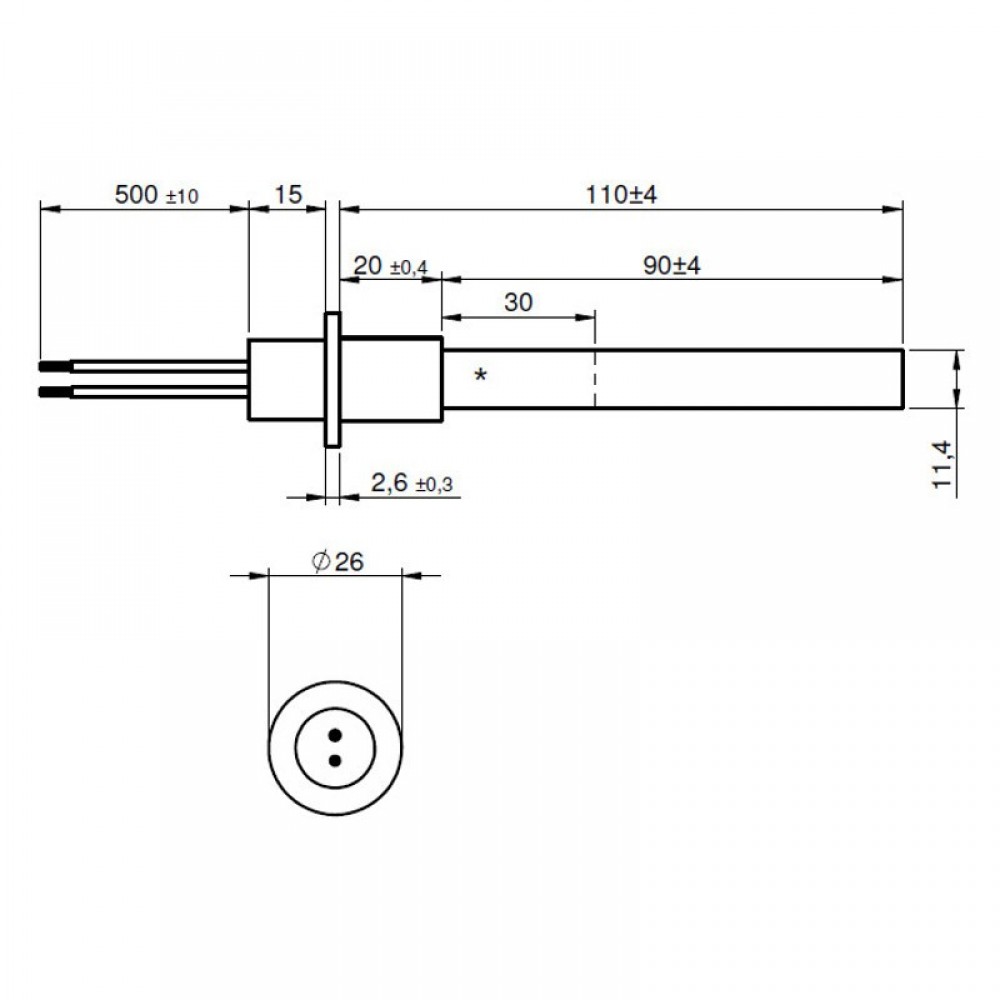 Candeletta accensione con cristallo di quarzo nero per stufa a pellet Ravelli, Anselmo Cola, Moretti Design, Operа, Karmek One e altre, lunghezza totale 125mm, 330W | Candeletta per Stufe a Pellet | Pezzi di Ricambio per Stufe a Pellet |