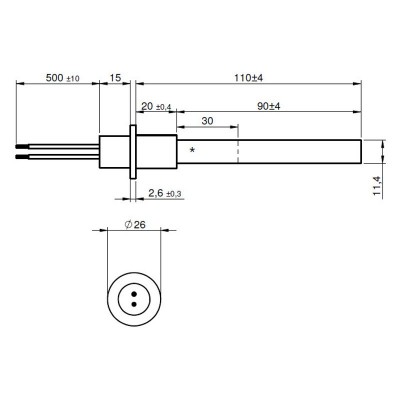 Candeletta accensione con cristallo di quarzo nero per stufa a pellet Ravelli, Anselmo Cola, Moretti Design, Operа, Karmek One e altre, lunghezza totale 125mm, 330W - Pezzi di Ricambio Stufe a Pellet Anselmo Cola
