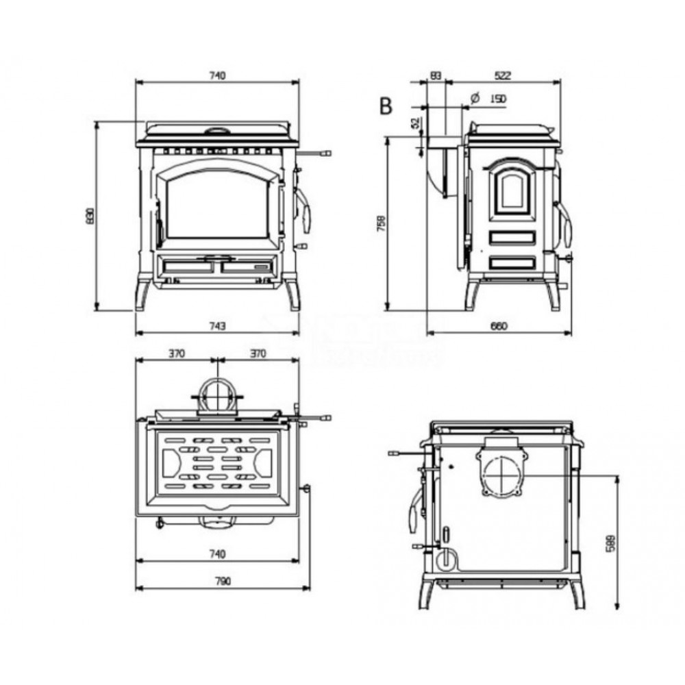 Stufa a Legna in ghisa italiana La Nordica Isetta CC Lean con piano cottura, 7.7kW | Stufe a Legna con Forno | Stufe A Legna |