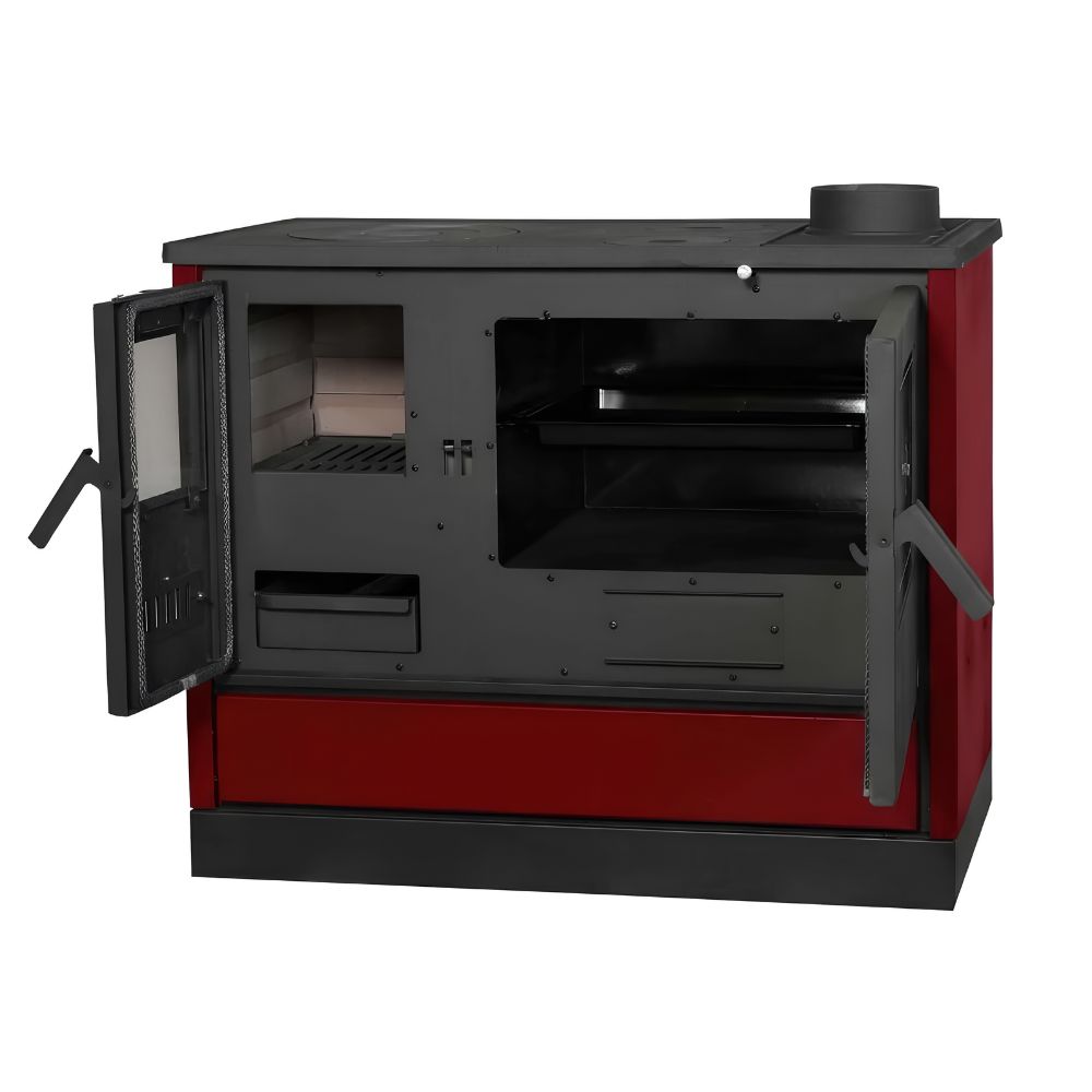 Cucina a Legna Balkan Energy 4020 Bordò, con Piano in Ghisa, 7.9kW | Stufe a Legna con Forno | Stufe A Legna |