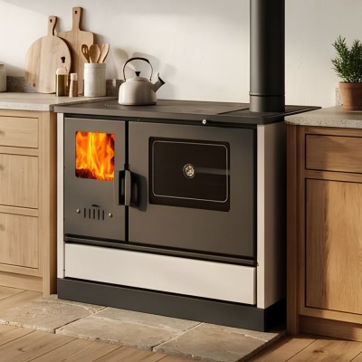 Cucina a Legna Balkan Energy 4020 Bianca, con Piano in Ghisa, 7.9kW - Balkan Energy
