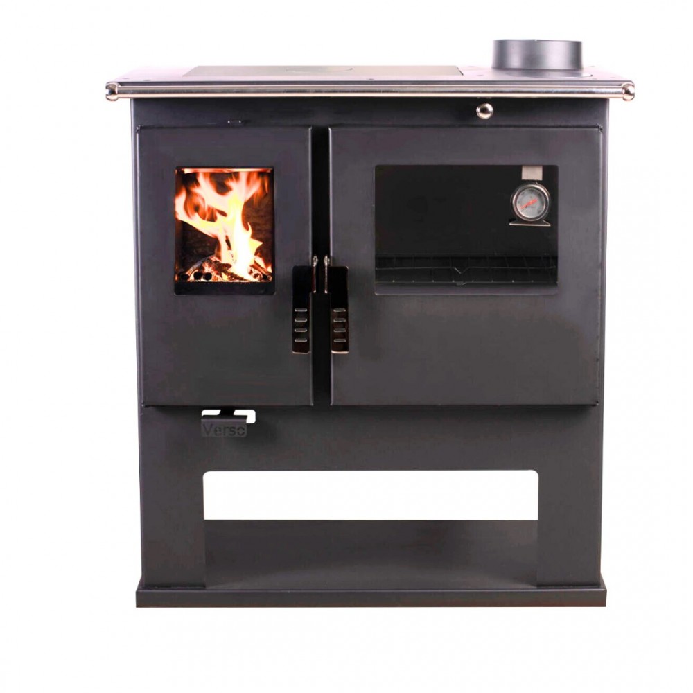 Cucina a Legna Verso CS Inox Destra con forno in acciaio inox, 7.7kW | Stufe a Legna con Forno | Stufe A Legna |
