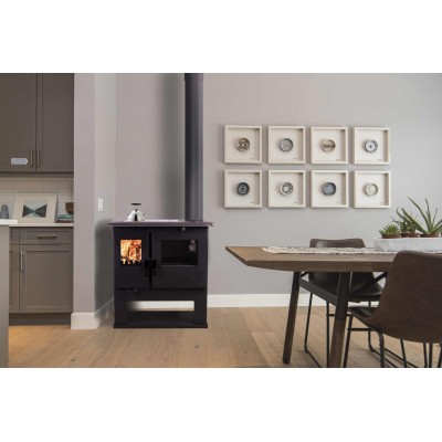 Cucina a Legna Verso CS Inox Ceramic Destra con forno in acciaio inox e piano cottura in vetroceramica, 7.7kW - Verso