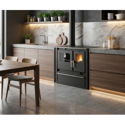 Cucina a Legna Verso CS Plus con forno in acciaio inox e piano cottura in acciaio, Nera, Sinistra, 7.7kW - Confronto dei Prodotti
