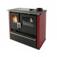 Cucina a Legna Verso CS Plus con forno in acciaio inox e piano cottura in vetroceramica, Rossa, Destra, 7.7kW | Stufe a Legna con Forno | Stufe A Legna |