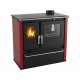 Cucina a Legna Verso CS Plus con forno in acciaio inox e piano cottura in acciaio, Rossa, Destra, 7.7kW | Stufe a Legna con Forno | Stufe A Legna |