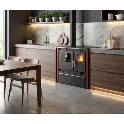 Cucina a Legna Verso CS Plus con forno in acciaio inox e piano cottura in acciaio, Rossa, Sinistra, 7.7kW - Confronto dei Prodotti