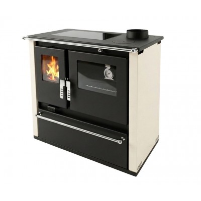 Cucina a Legna Verso CS Plus con forno in acciaio inox e piano cottura in vetroceramica, Avorio, Destra, 7.7kW - Verso