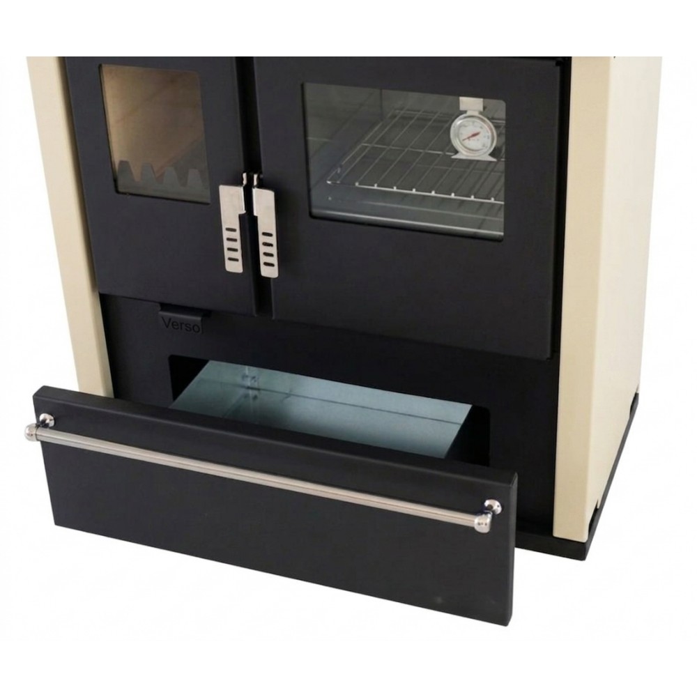 Cucina a Legna Verso CS Plus con forno in acciaio inox e piano cottura in acciaio, Avorio, Destra, 7.7kW | Stufe a Legna con Forno | Stufe A Legna |