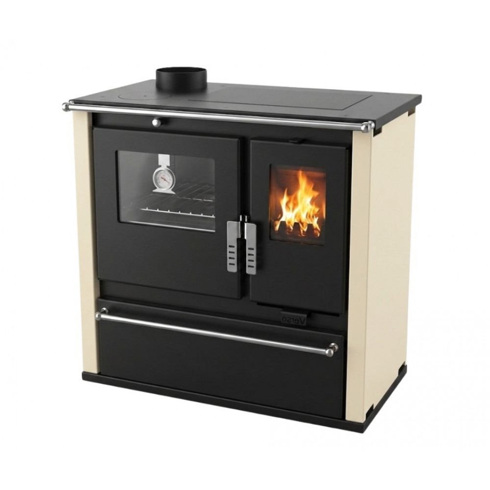 Cucina a Legna Verso CS Plus con forno in acciaio inox e piano cottura in acciaio, Avorio, Sinistra, 7.7kW | Stufe a Legna con Forno | Stufe A Legna |