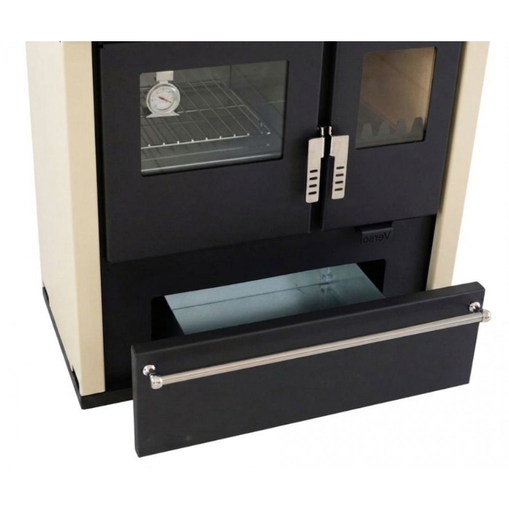 Cucina a Legna Verso CS Plus con forno in acciaio inox e piano cottura in acciaio, Avorio, Sinistra, 7.7kW | Stufe a Legna con Forno | Stufe A Legna |