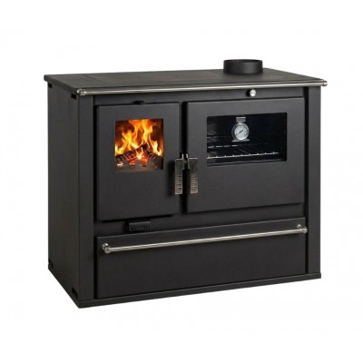 Cucina a Legna Verso CS Plus con forno e piano cottura in acciaio, Nera, Destra, 7.7kW - Verso