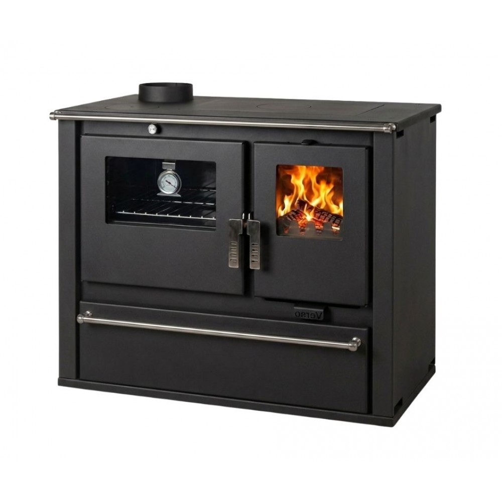 Cucina a Legna Verso CS Plus con forno e piano cottura in acciaio, Nera, Sinistra, 7.7kW | Stufe a Legna con Forno | Stufe A Legna |