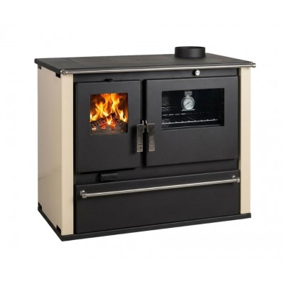 Cucina a Legna Verso CS Plus con forno e piano cottura in acciaio, Avorio, Destra, 7.7kW - Verso
