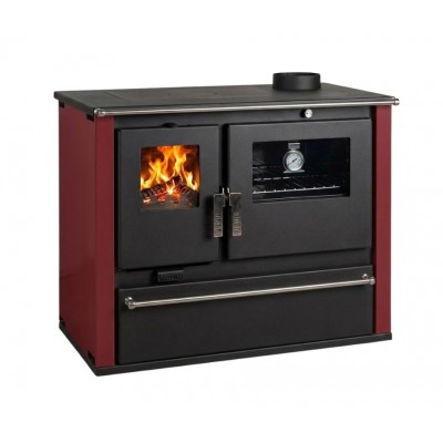 Cucina a Legna Verso CS Plus con forno e piano cottura in acciaio, Rossa, Destra, 7.7kW - Verso