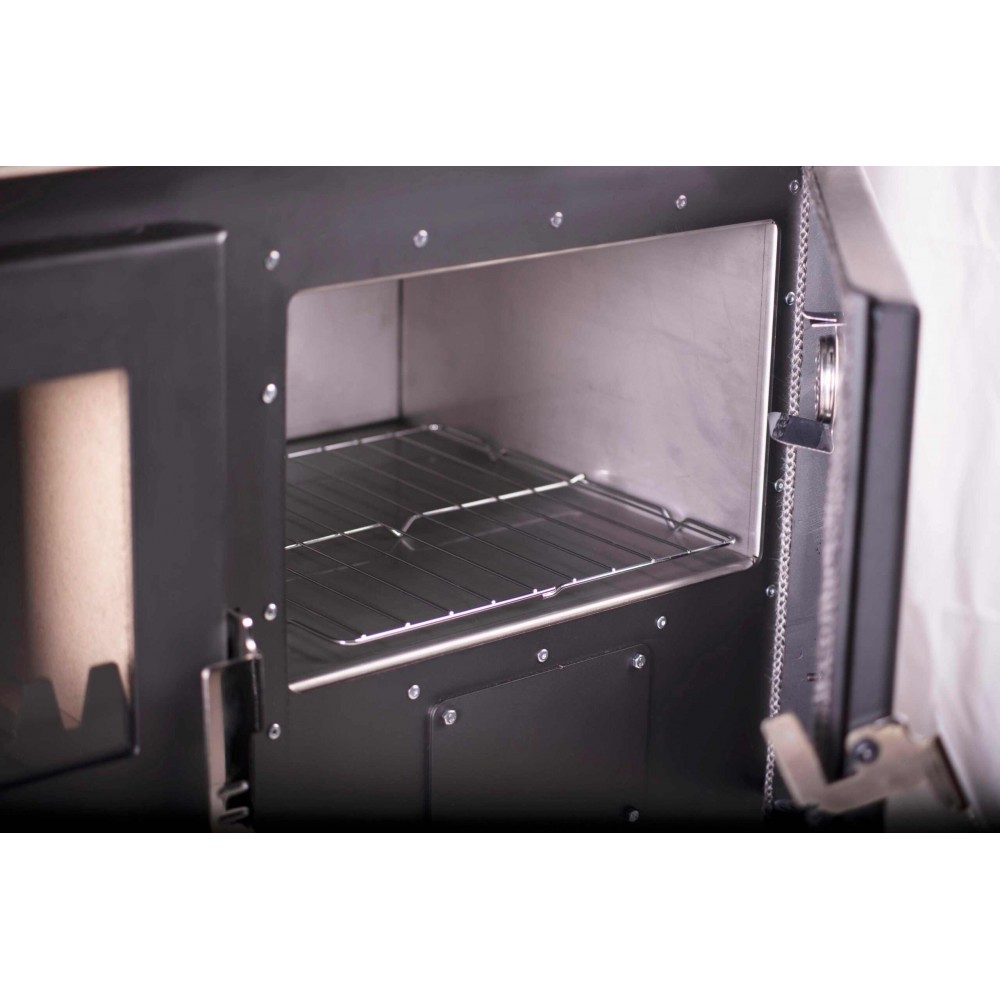 Cucina a Legna Verso CS Inox Ceramic Destra con forno in acciaio inox e piano cottura in vetroceramica, 7.7kW | Stufe a Legna con Forno | Stufe A Legna |
