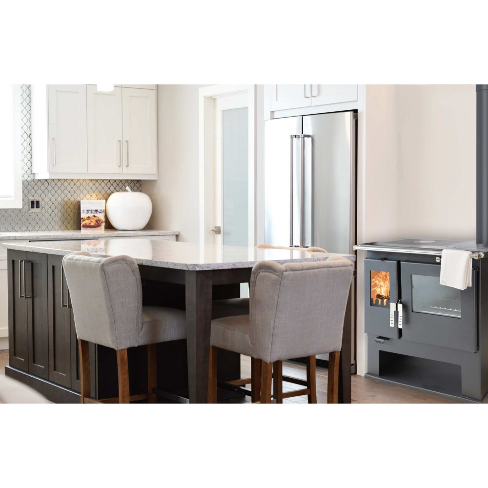 Cucina a Legna Verso CS Inox Destra con forno in acciaio inox, 7.7kW | Stufe a Legna con Forno | Stufe A Legna |